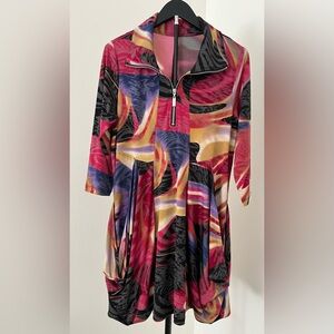 🎨✨ Sharon Max Artwear Dress – Bold Abstract Print + Pockets! – Size L ✨🎨
